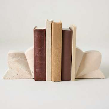 Travertine Floral Bookends