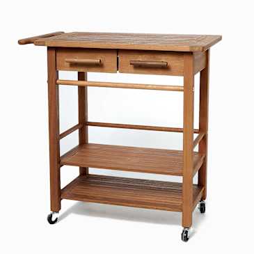 Compass Home Eucalyptus Wood Rolling Cart