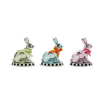 MacKenzie-Childs Set of 3 Mini Calico Foil Bunnies from QVC