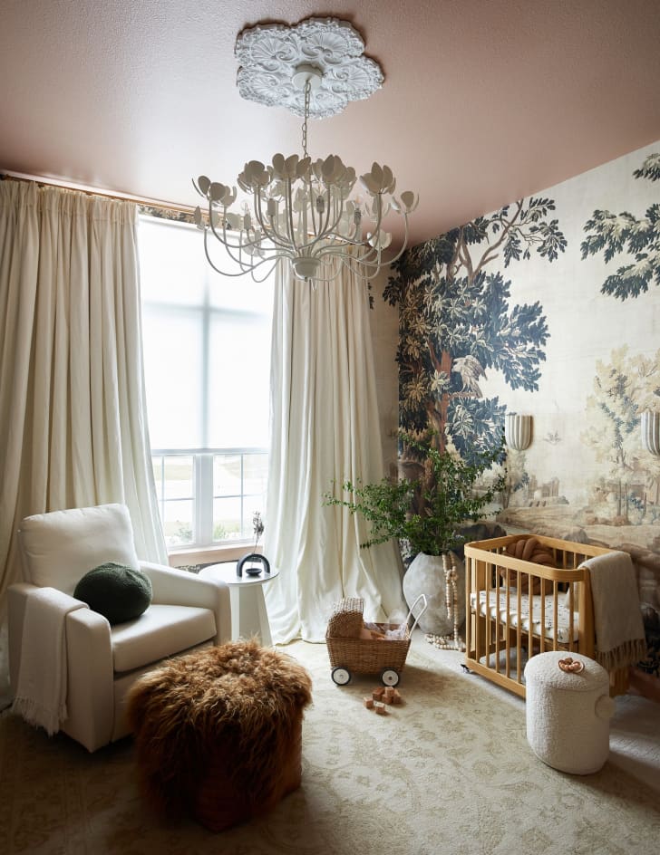 A perfect pastel and floral wall design with furry elements.