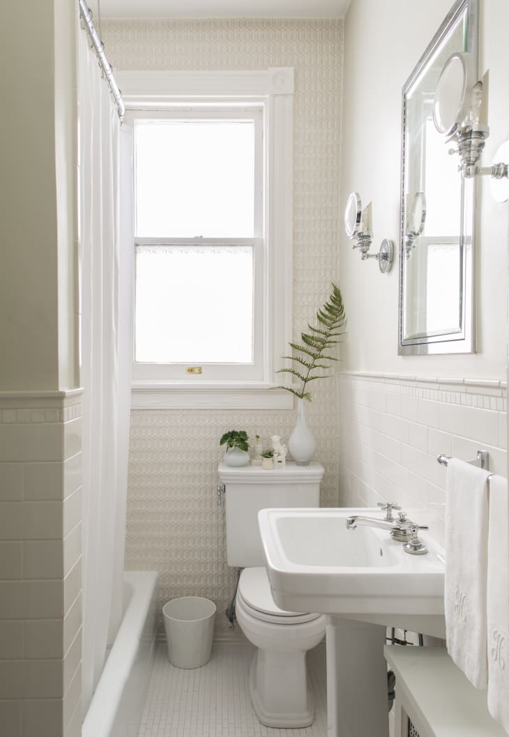 Bathroom with different sized and shaped tiles