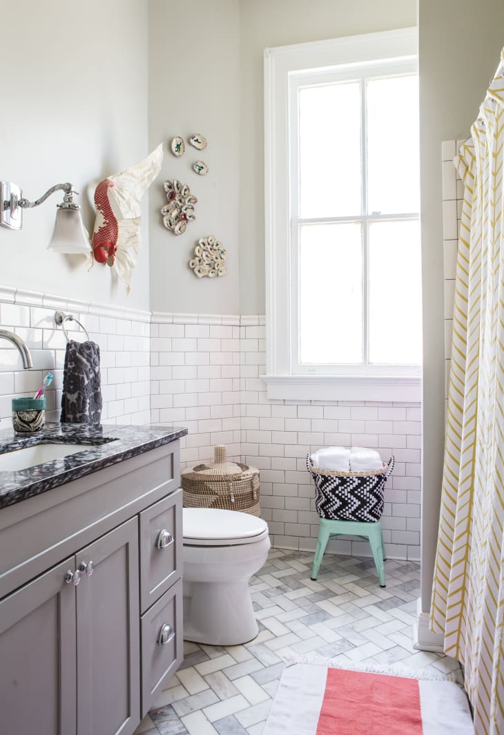 Bathroom Vanity Idea - An Open Shelf Below The Countertop (17