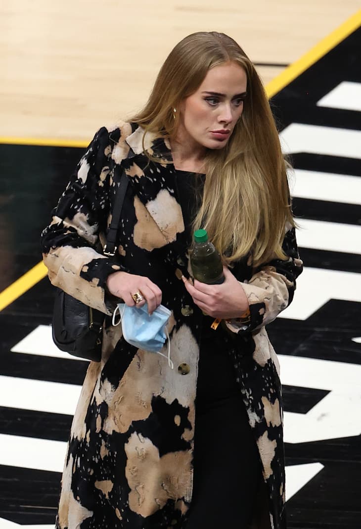Singer Adele looks walks in during the second half in Game Five of the NBA Finals between the Milwaukee Bucks and the Phoenix Suns at Footprint Center on July 17, 2021 in Phoenix, Arizona.