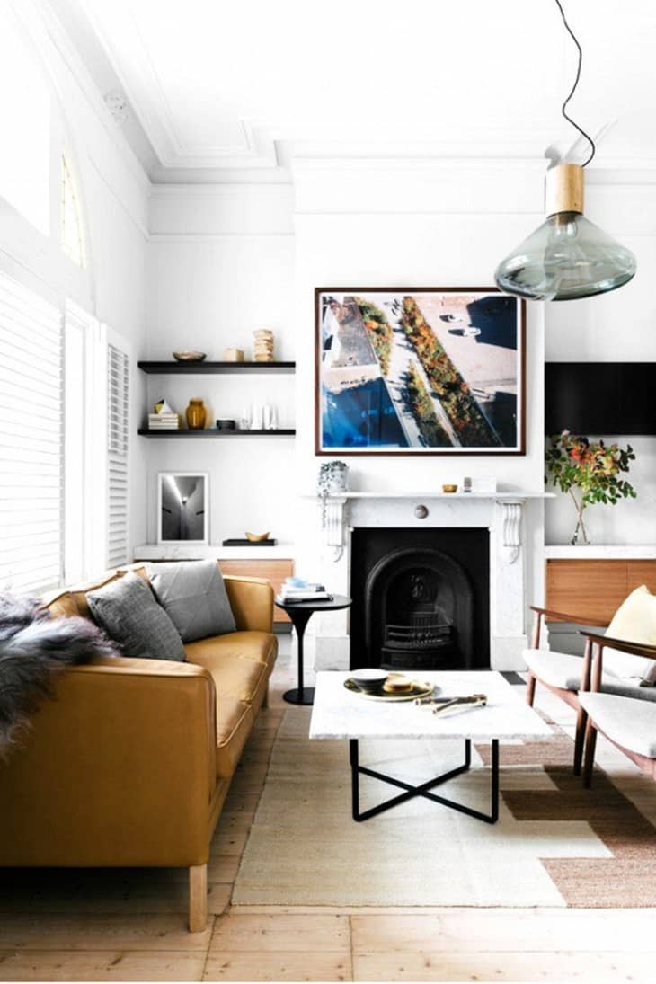tan black and white living room