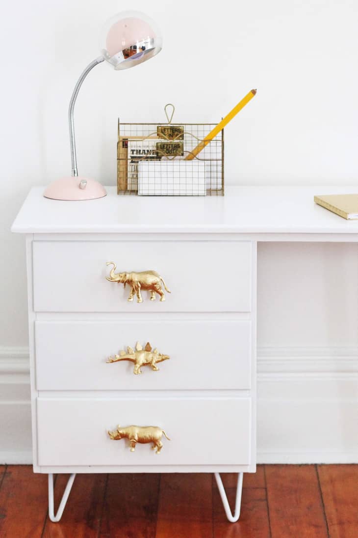 Furniture Chest Simply Painted White With Gold Metallic Knobs