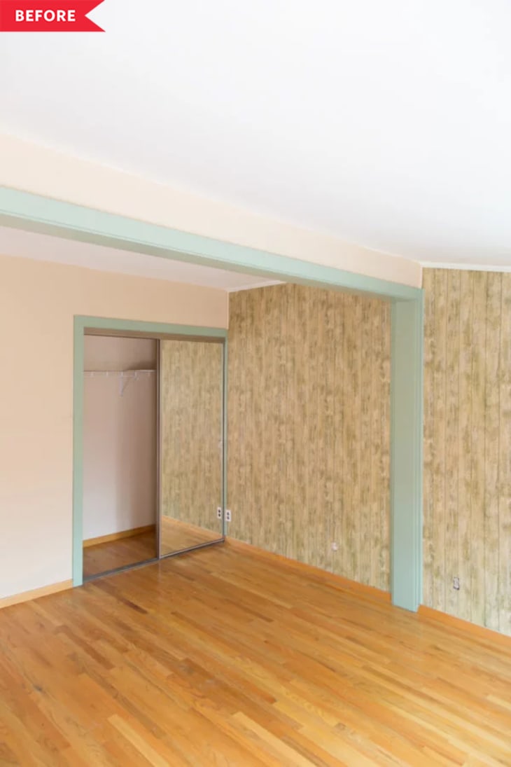 before: An empty room with a standard-sized closet in the corner