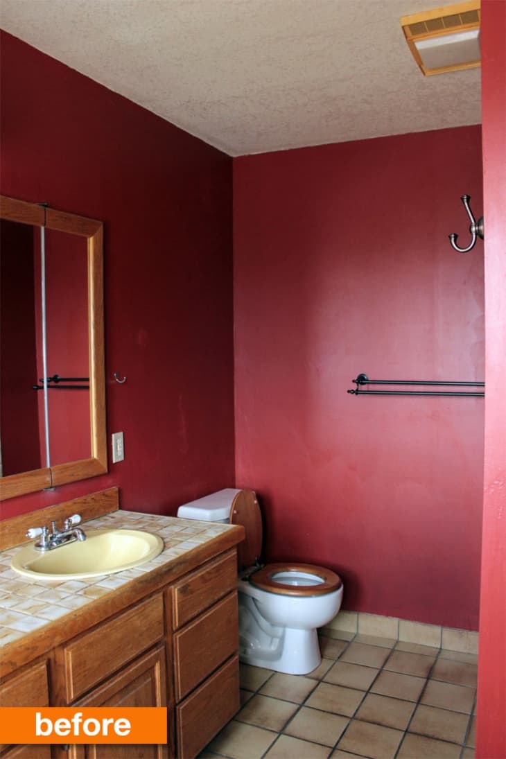 Before & After An Outdated Master Bathroom Goes from Maroon to Modern