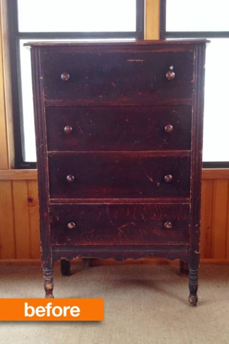 Before & After A Dusty Dresser Gets Dressed Up With Wallpaper
