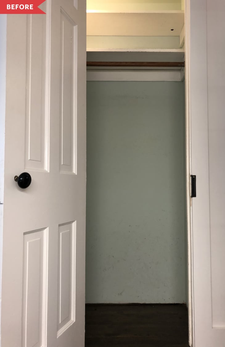 Before: a door opening to an empty closet