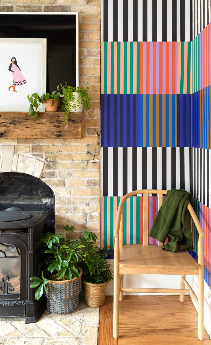 Chasing Paper Shadé Akanbi collaboration; multicolored striped wall paper