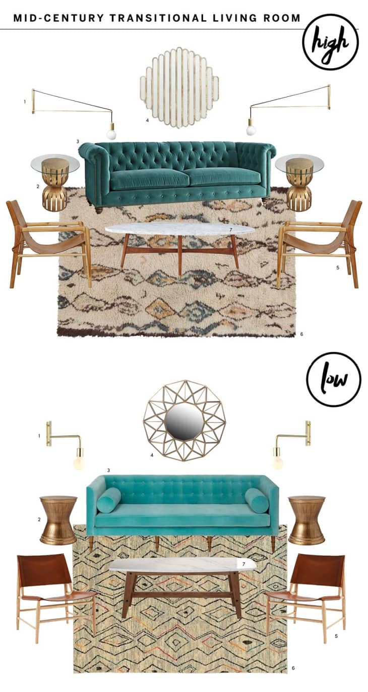 High & Low An Eclectic MidCentury Meets Transitional Living Room