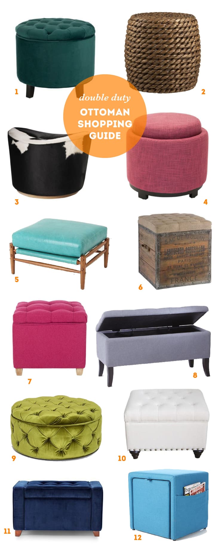 Short top storage ottoman