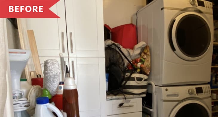 laundry room before renovation messy