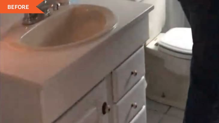 Before: Dated bathroom