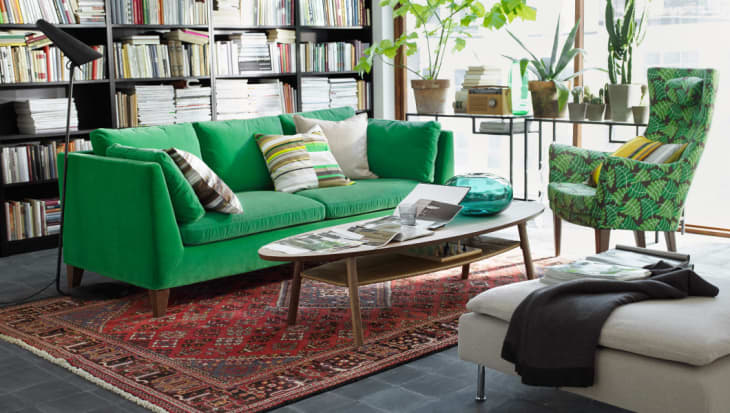Green velvet clearance couch ikea