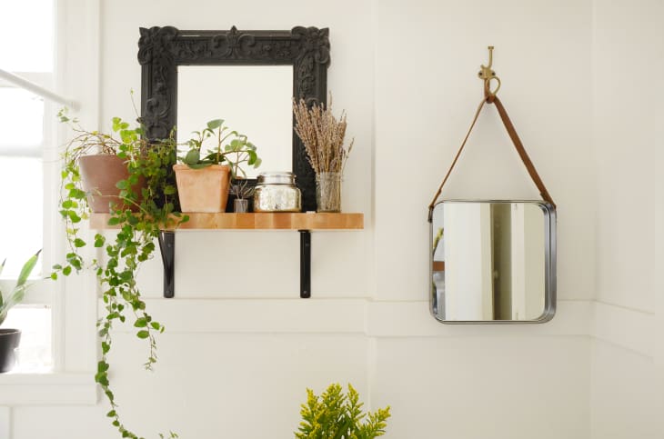 Danya B. Entryway Floating Utility Wall Shelf with Hooks - White