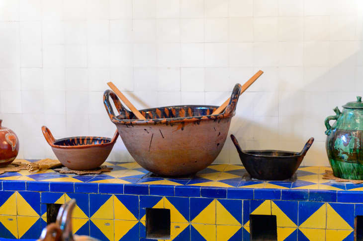 COYOACAN, MEXICO - OCT 28, 2016: Kitchen in the Blue House (La Casa Azul), historic house and art museum dedicated to the life and work of Mexican artist Frida Kahlo