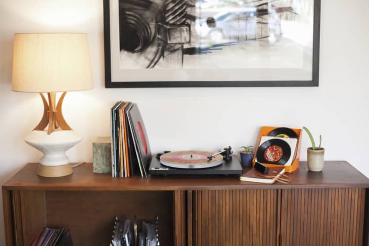 Solid Wood Record Cabinet  Wooden Vinyl Record Storage Credenza