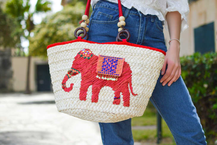 Hand Embroidered Burlap Bag, Cute Market Bag, Eco Friendly Beach Bag