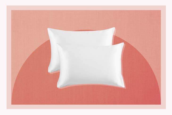 satin pillows on a pink background