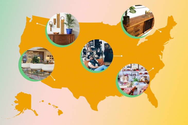 US Map with Vintage Stores