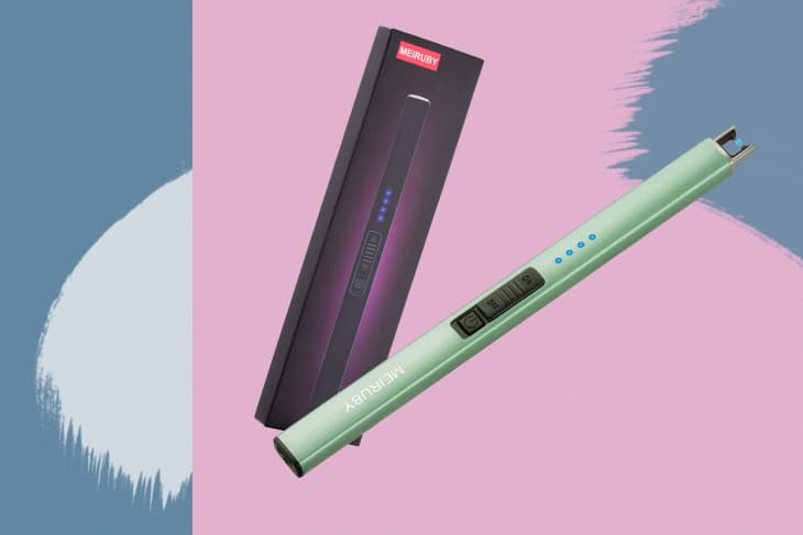 Electric lighter on a lilac and blue background
