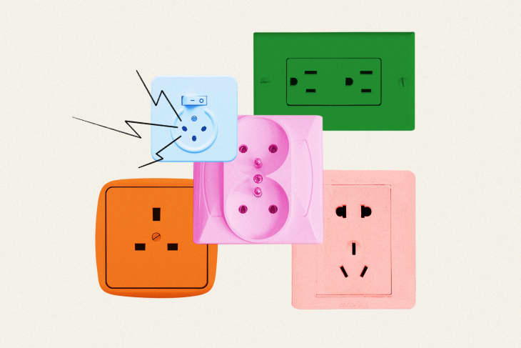 Collage of different outlet types from around the world