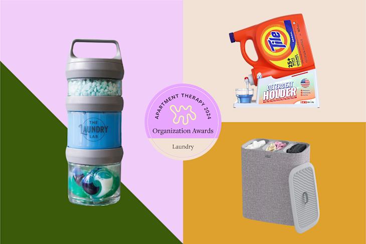 three winners in the Laundry category of the 2024 Organization awards on a graphic background