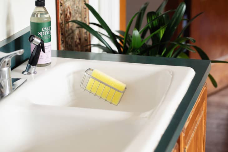 sponge holder in sink, falling down