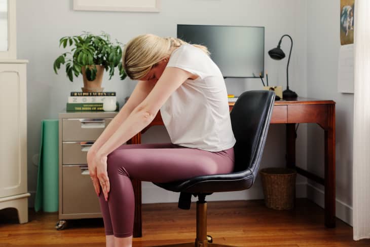 stretching at desk