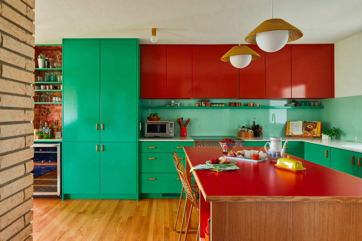 Red and green kitchen