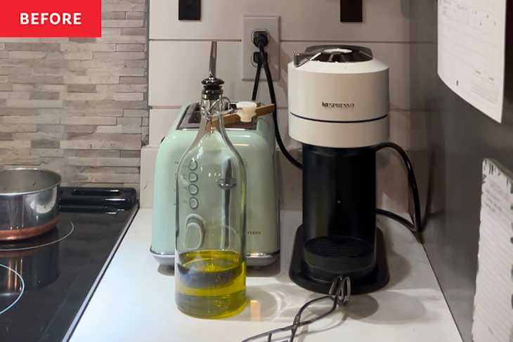 Nespresso maker on kitchen counter.