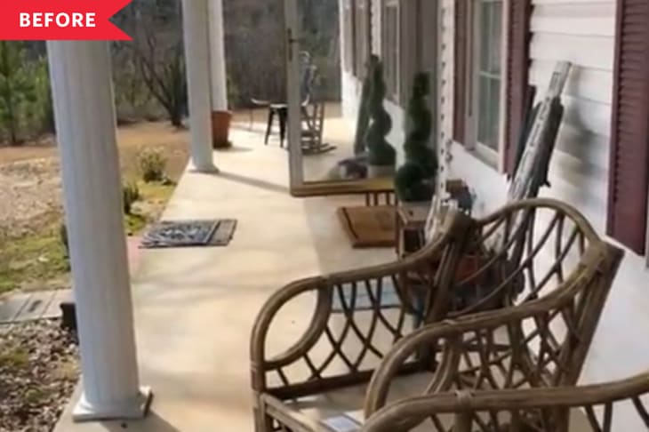 Before: Dull and dated front porch
