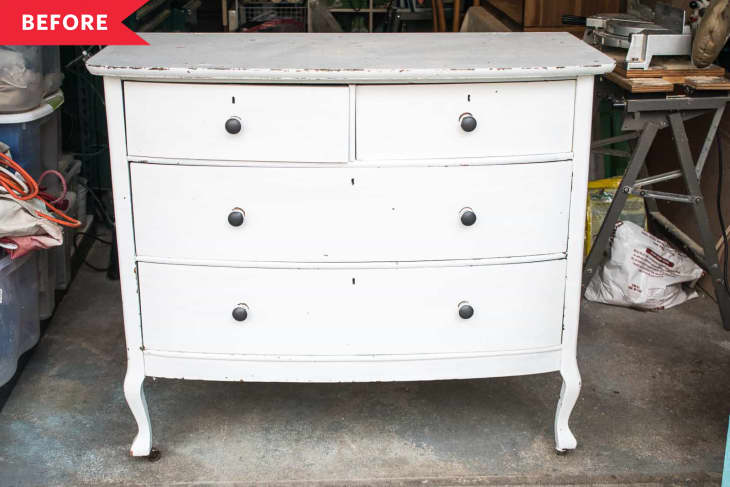 Before: White painted dresser