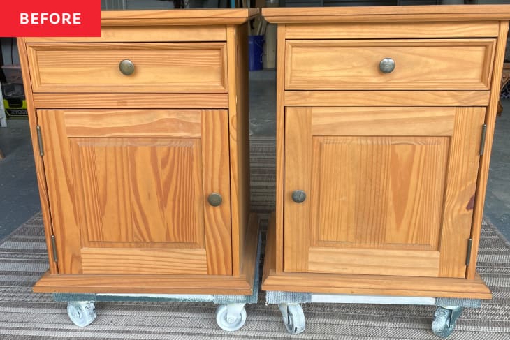 Before: Two wooden nightstands