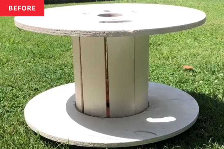 A short round inside of a coffee table