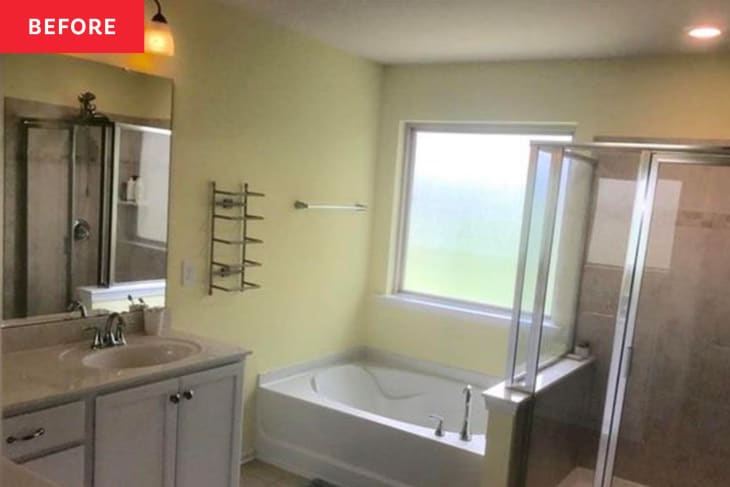 Before: Bathroom with yellow walls