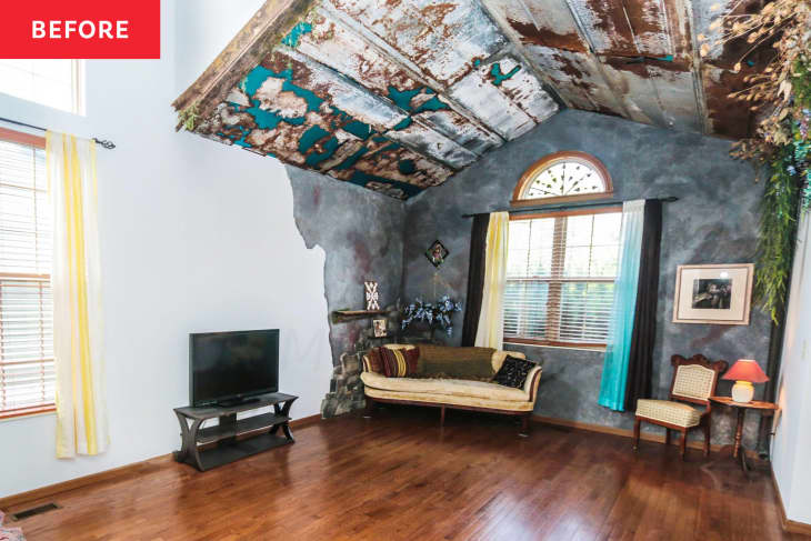 Renovation with tin ceilings before renovation.