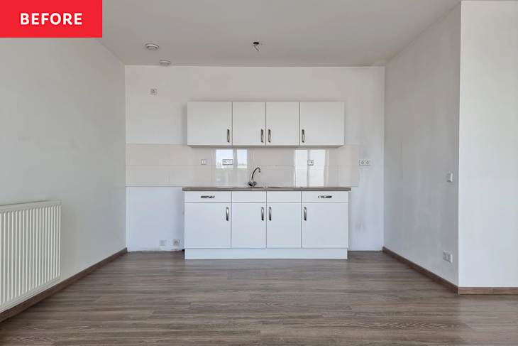 empty white kitchen before makeover