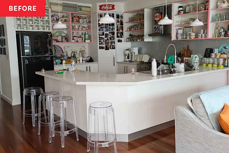 White kitchen before renovation.