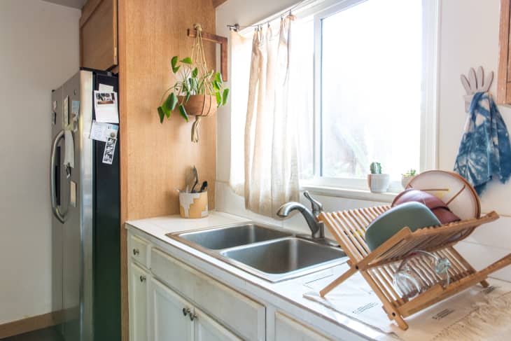 Using an over-the-sink dish drying rack in my RV! This works great