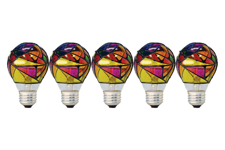 Five stained glass light bulbs