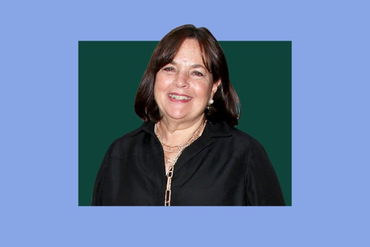 headshot of Ina Garten on a colored background
