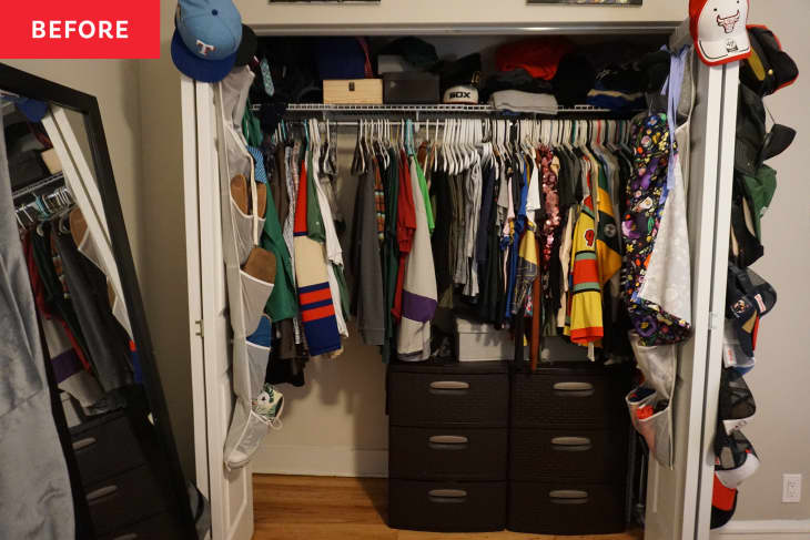 Closet before organizing using 90-90 rule.