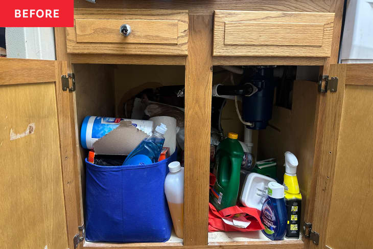 Disorganized under sink.