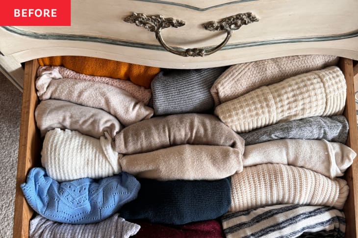 dresser drawer before snowball method of organizing process