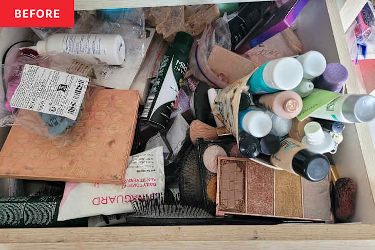 Make-up drawer before organizing