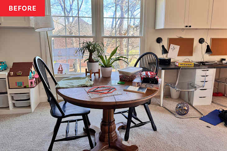 Messy dining room table.