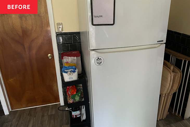 Front of refrigerator before adding magnetic rod.