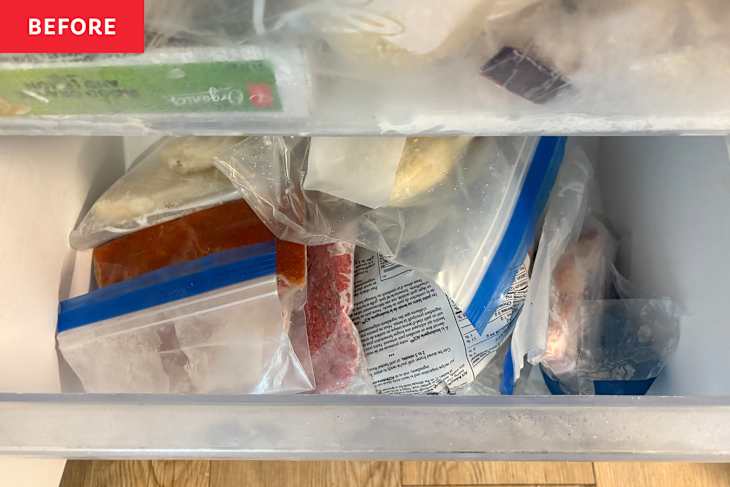 messy freezer drawer